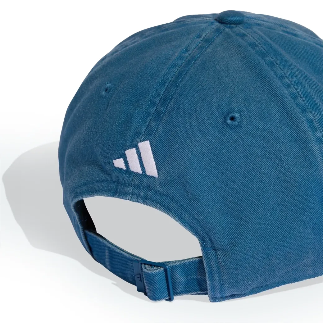 Vista traseira do boné Adidas Essentials Azul Petróleo com fecho ajustável